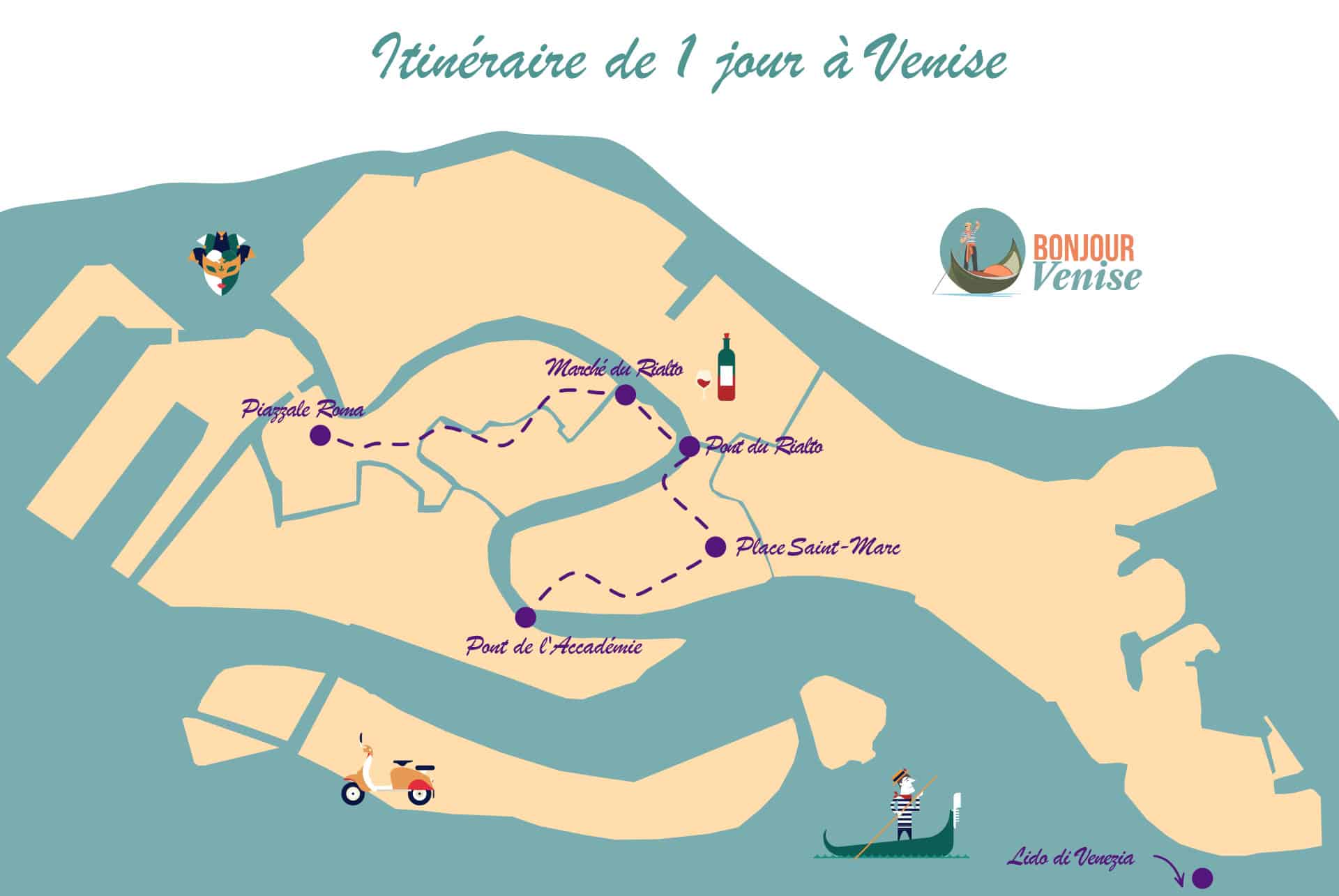 map itineraire venise en 1 jour